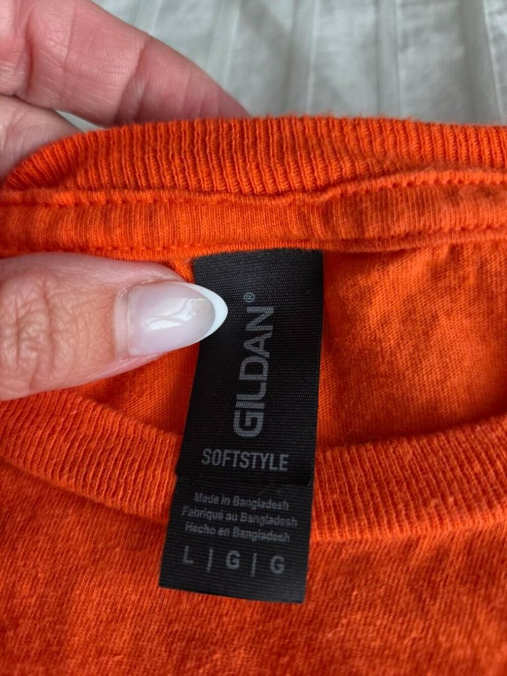 Gildan Softstyle Men's Orange "Say Yes" Graphic T-Shirt Size L 100% Cotton Seaml - Picture 3 of 8
